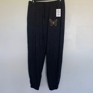 Dark Grey Sweatpants with Butterfly